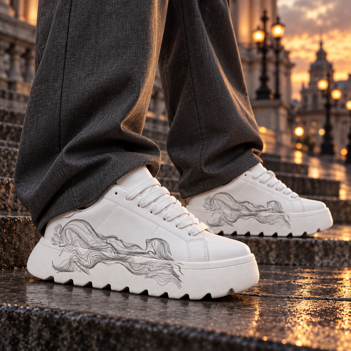 ZARA Chunky Smoke Sneaker-White