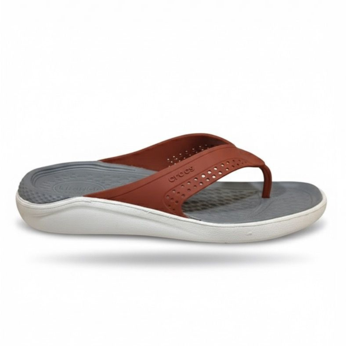 Crocs LiteRide Flip Flops Gray/Red
