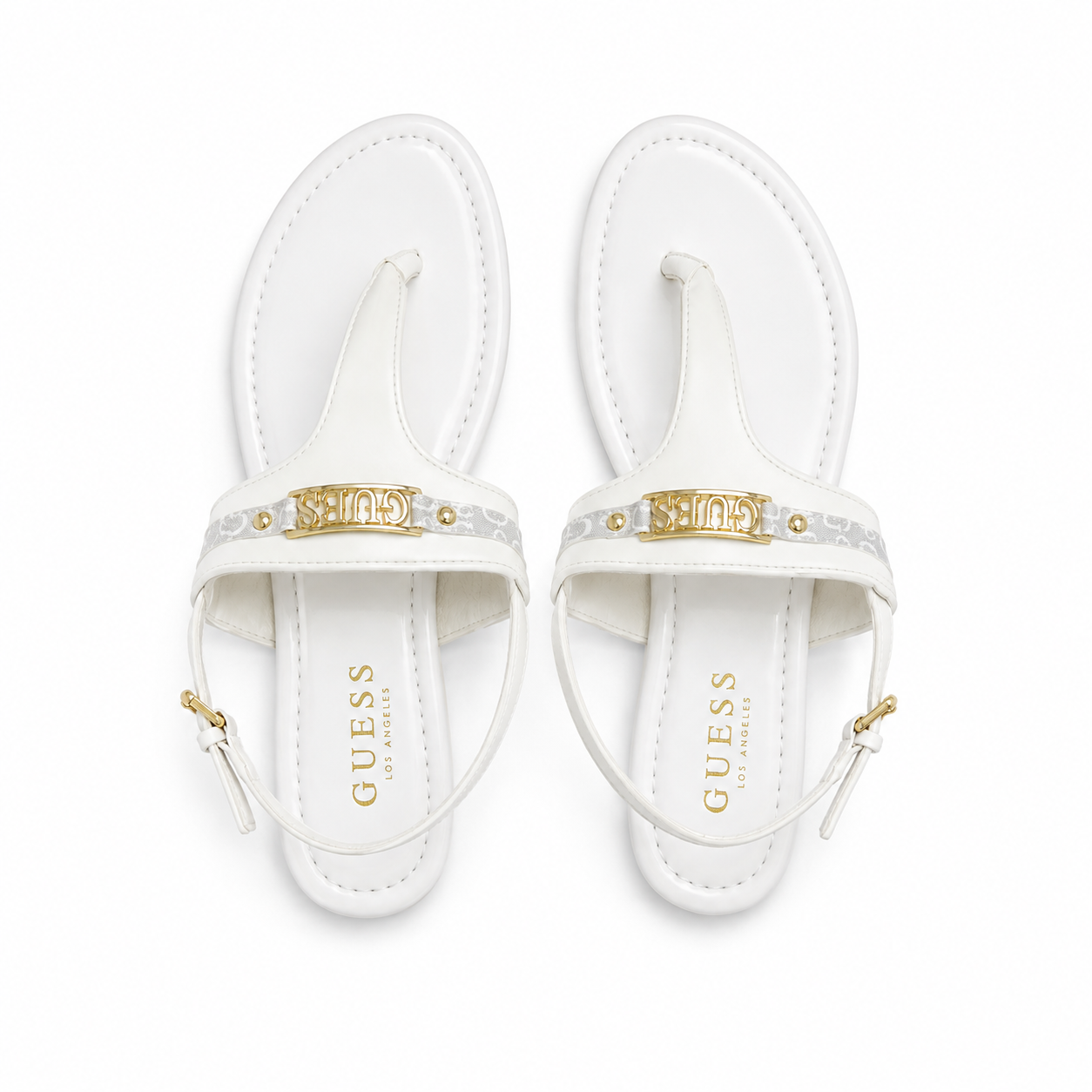 Guess Ramiry white leather flat thong sandals