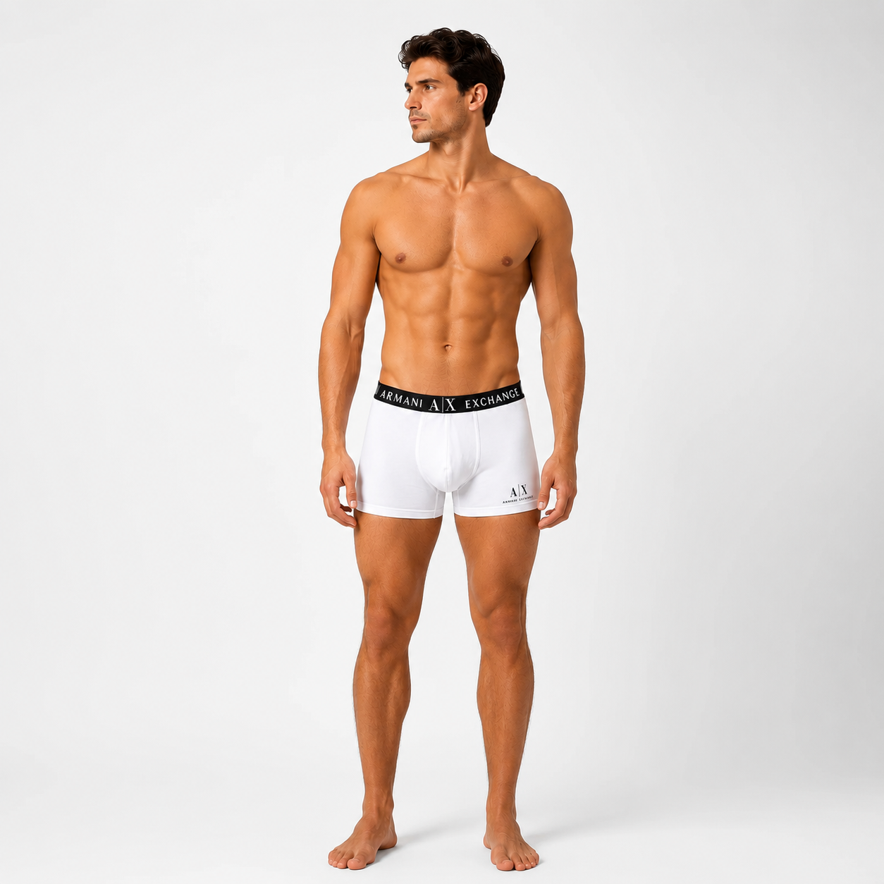 Armani Exchange cotton trunks feature a signature logo elastic waistband