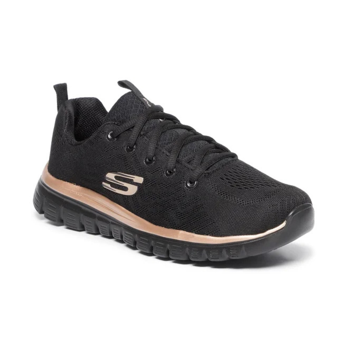 Skechers Women's Wide Fit Black/Rose Gold