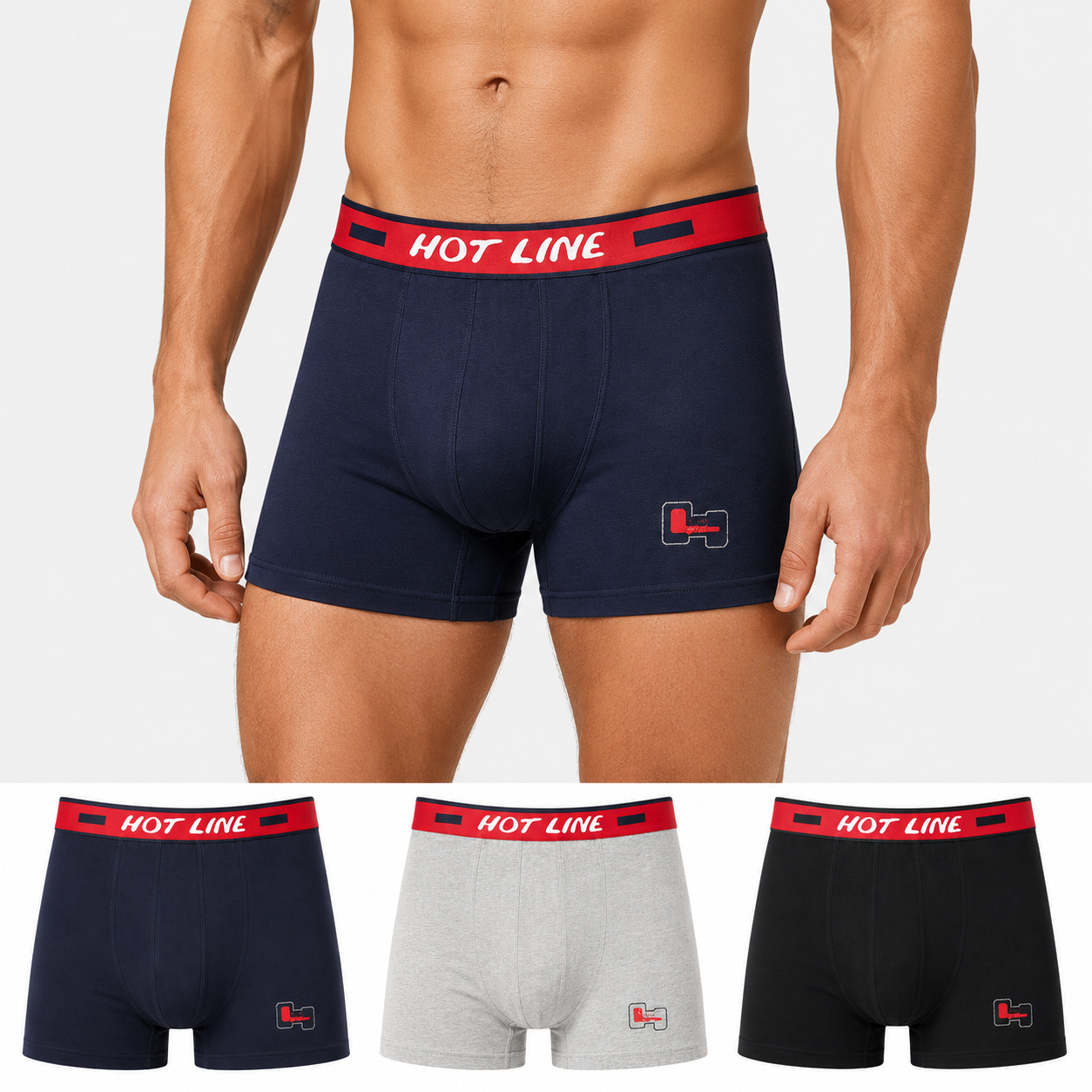 Hot Line 3-Pack Of Cotton Boxer Briefs