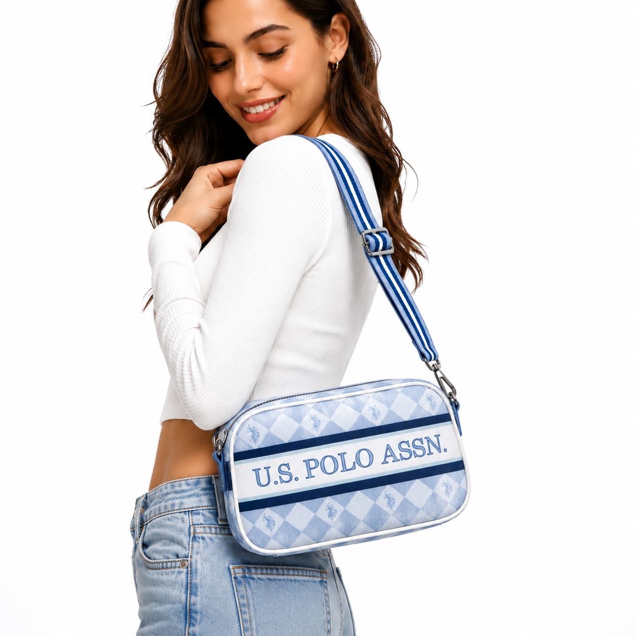 U. S Polo Diamond Stripe Crossbody Bag