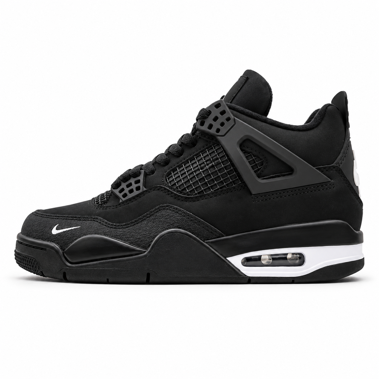 Nike Air Jordan an all-Black Design With a White Midsole.