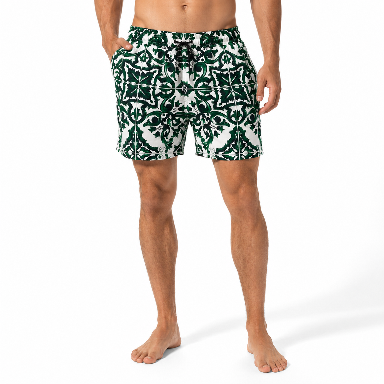 Dolce & Gabbana Majolica-print drawstring swim shorts