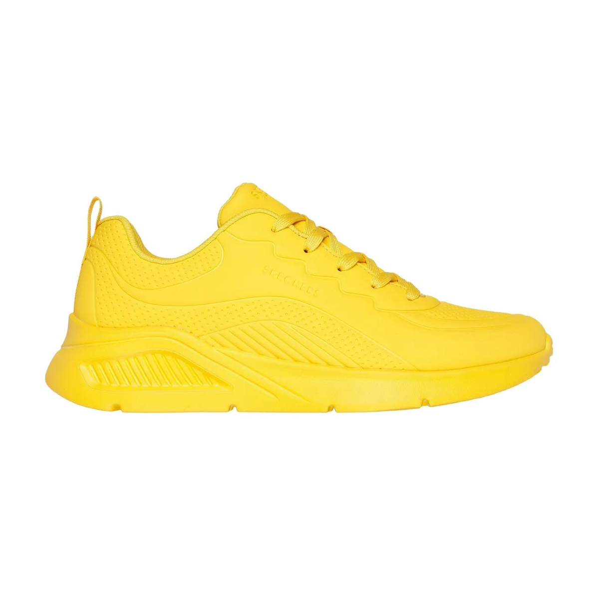 Skechers Uno Lite sneakers in a yellow color.