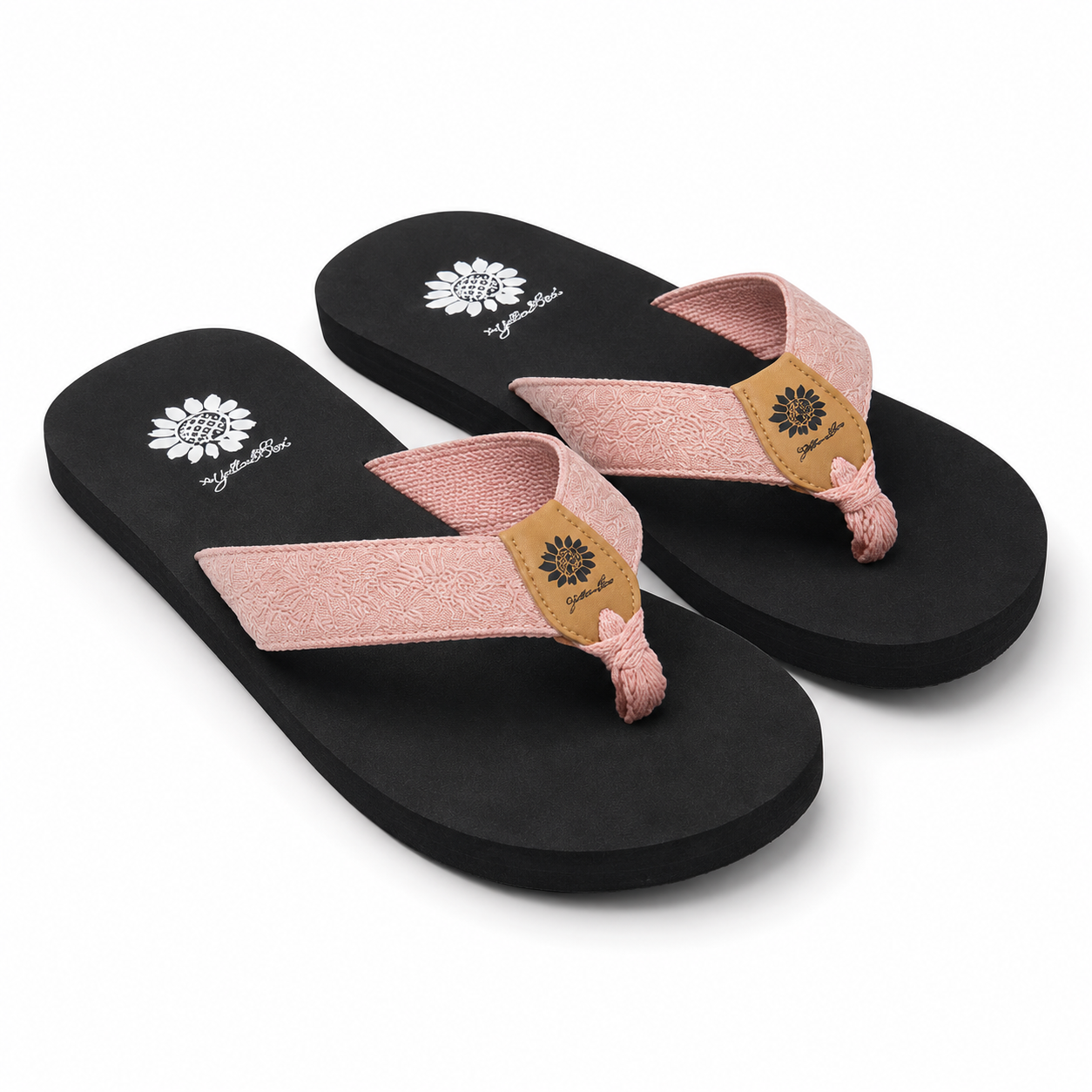 Yellow Box flip flops featuring