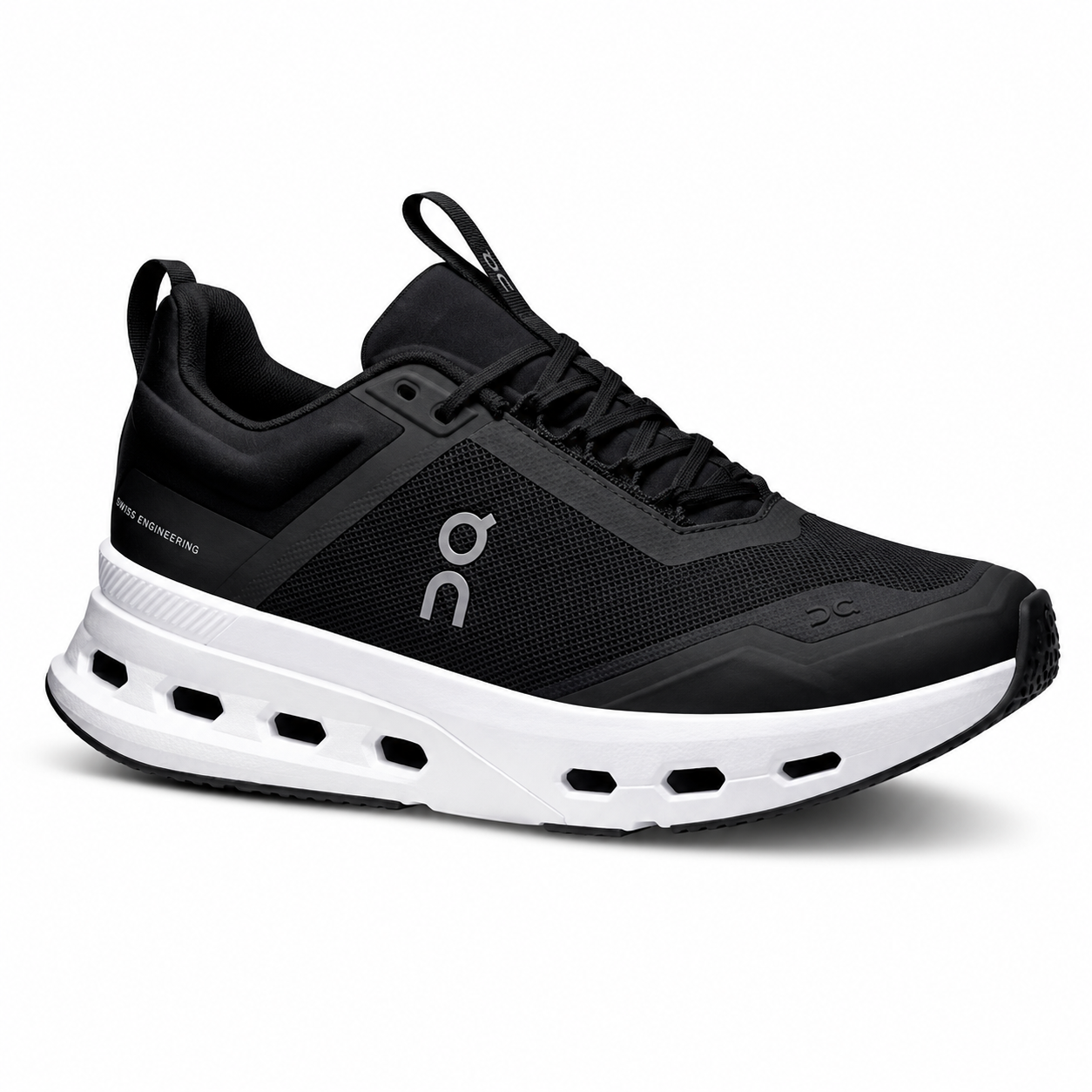 On Running Cloudnova X Sneaker in Black with a White Midsole.
