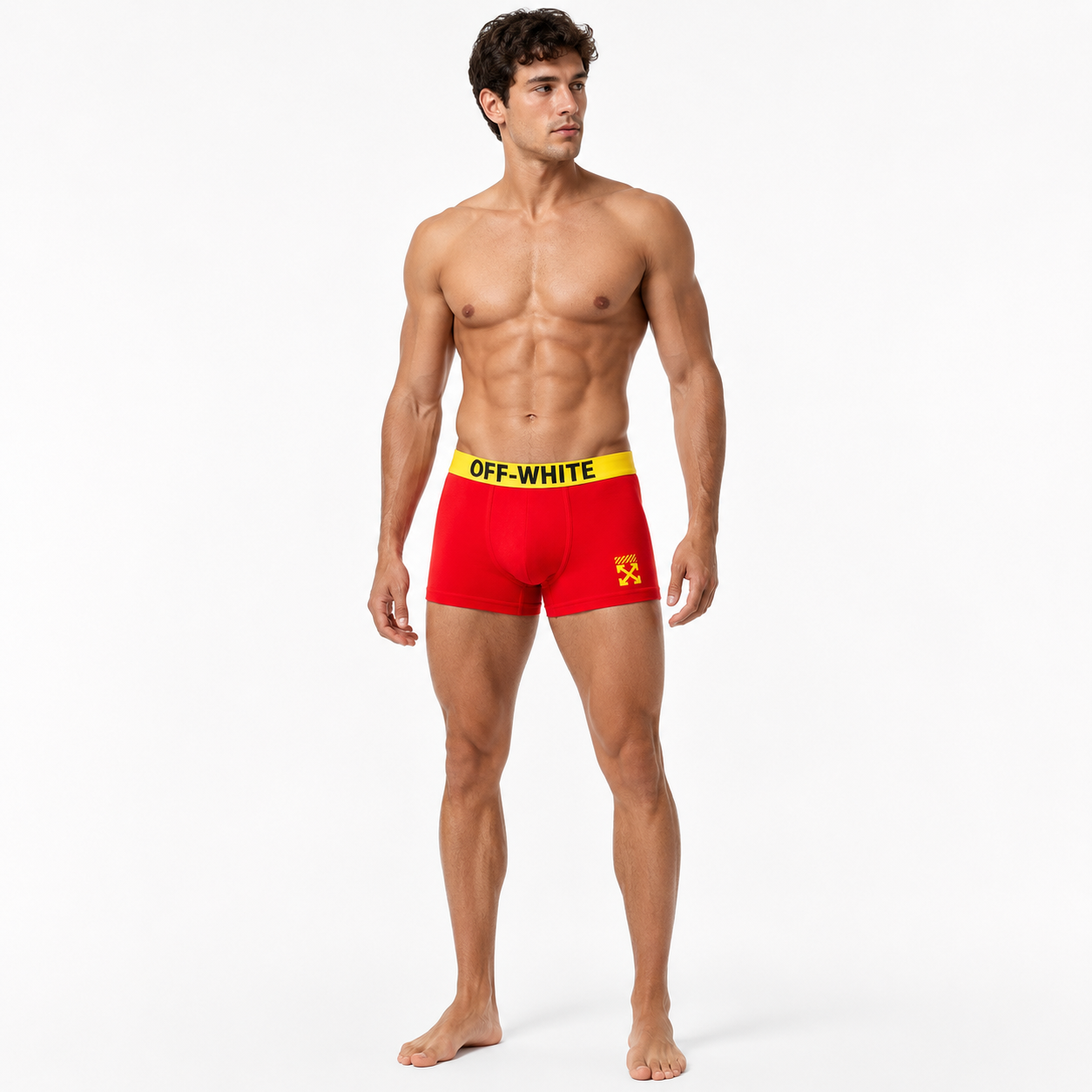 Off-White men's boxer briefs featuring a signature