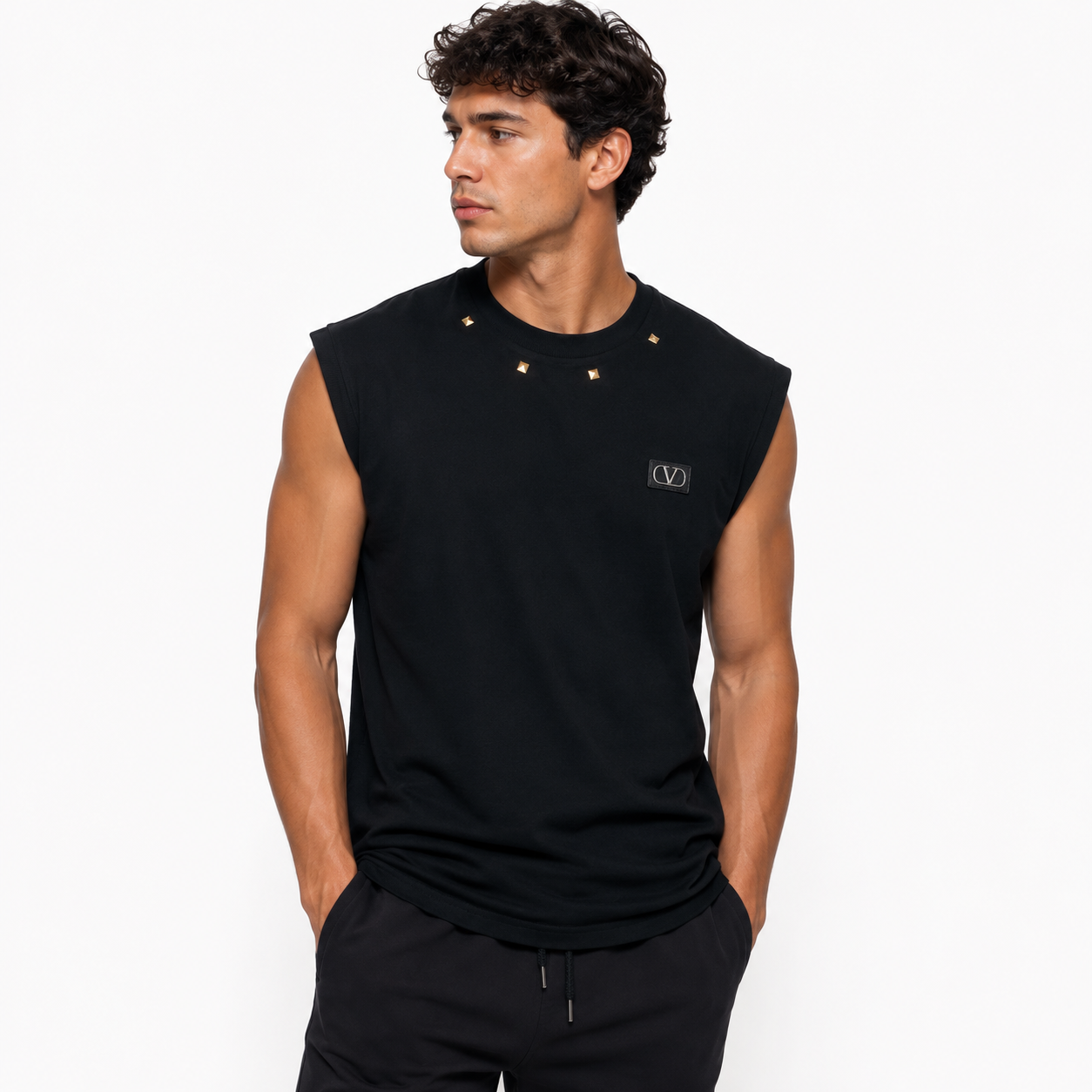 Valentino curved logo sleeveless T-shirt