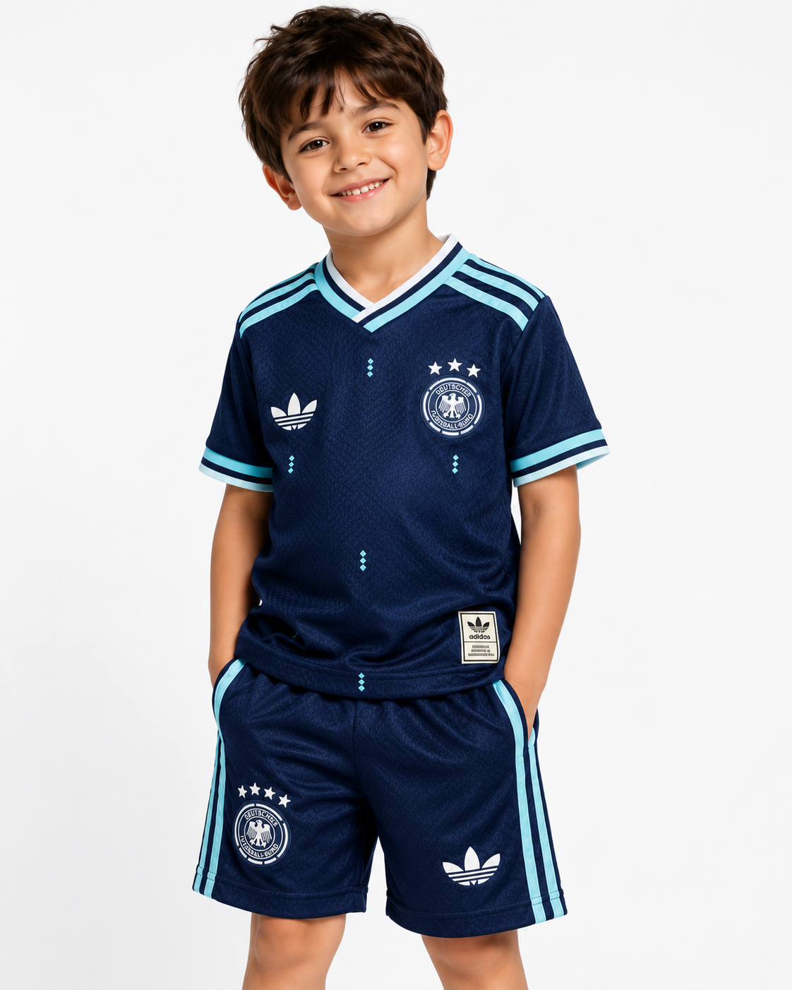 Adidas Germany 2026 Away Mini Kit Featuring a Navy Blue For Kids