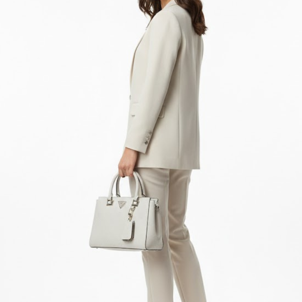 Guess Cresidia Society Satchel Handbag Women - OFFWHT