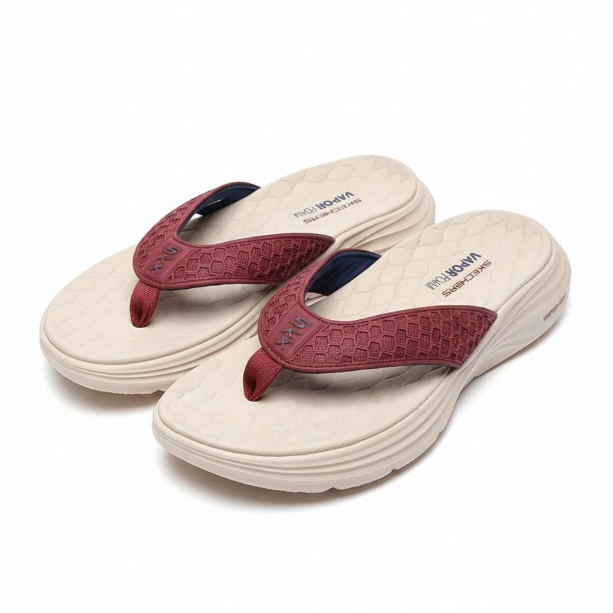 Skechers Vapor Foam Flip Flops Beige/Red
