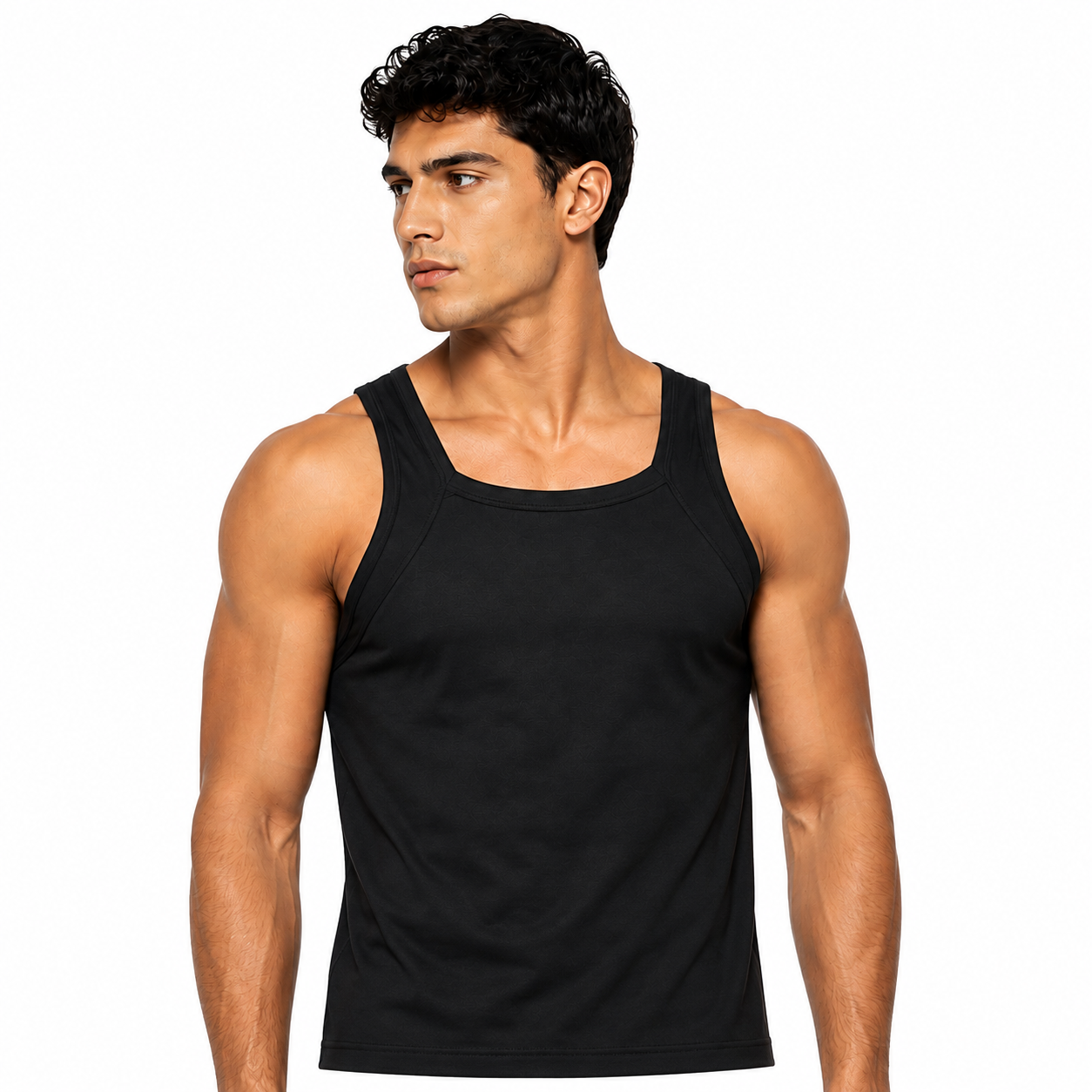 Fashion Men's Square-Cut Wide-Strap Cotton Undershirt