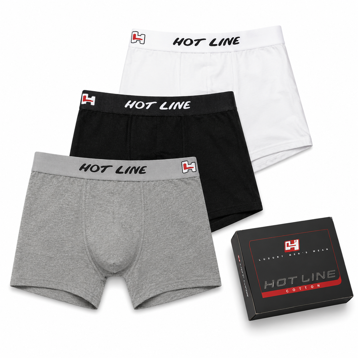 Hot Line 3-Pack Of Cotton Boxer Briefs