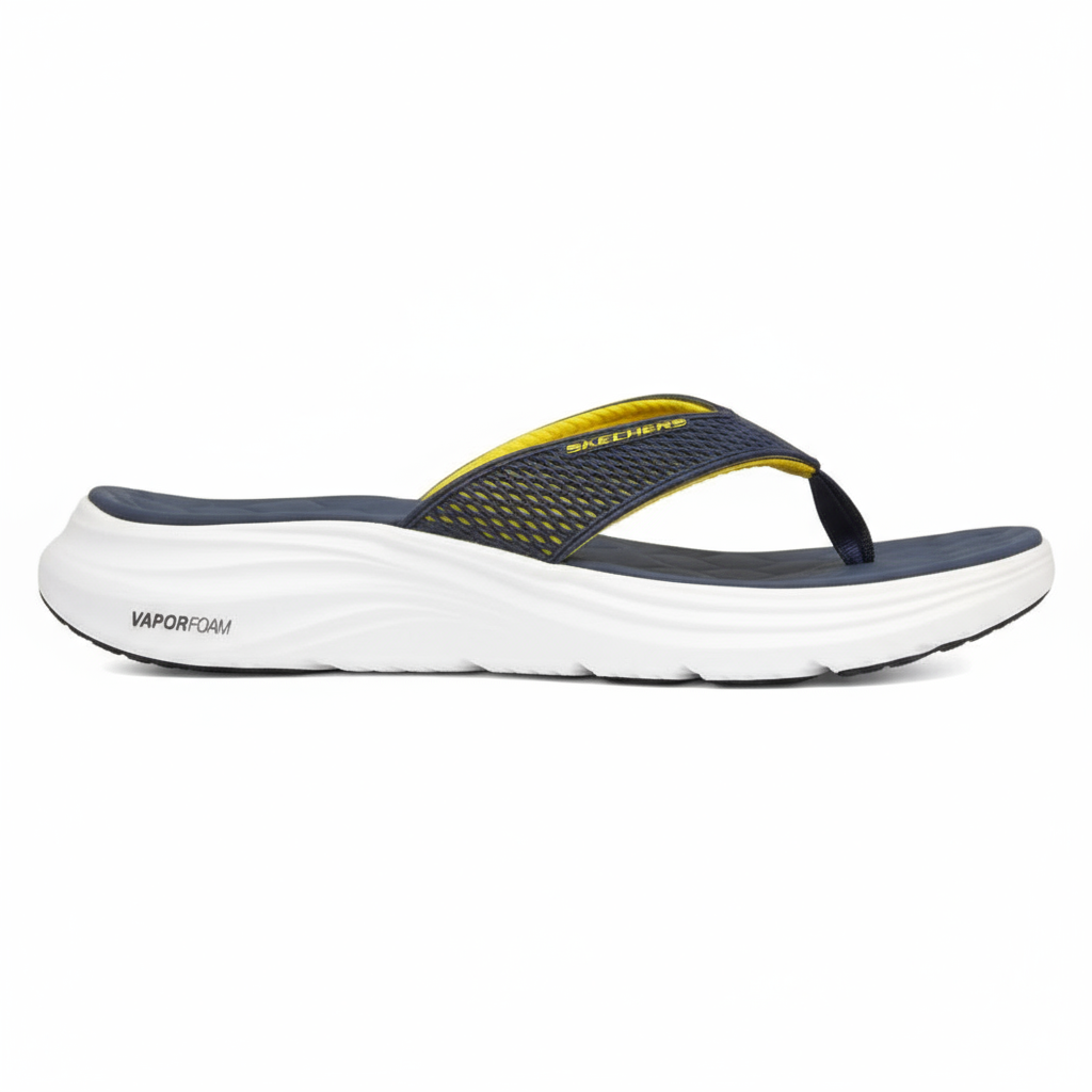 Skechers Vapor Foam Navy & Yellow Flip Flop