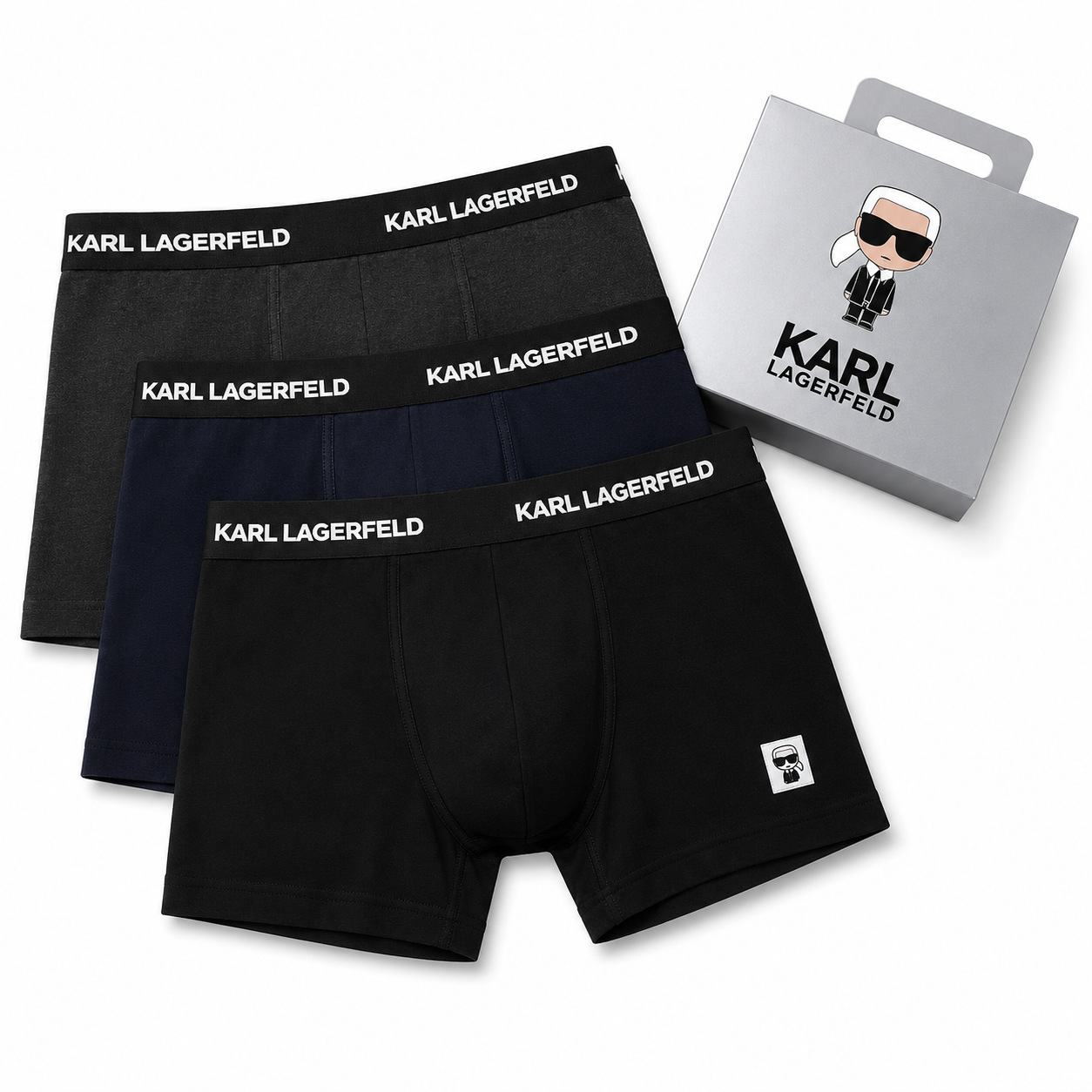 Karl Lagerfeld logo-waistband boxer trunk set