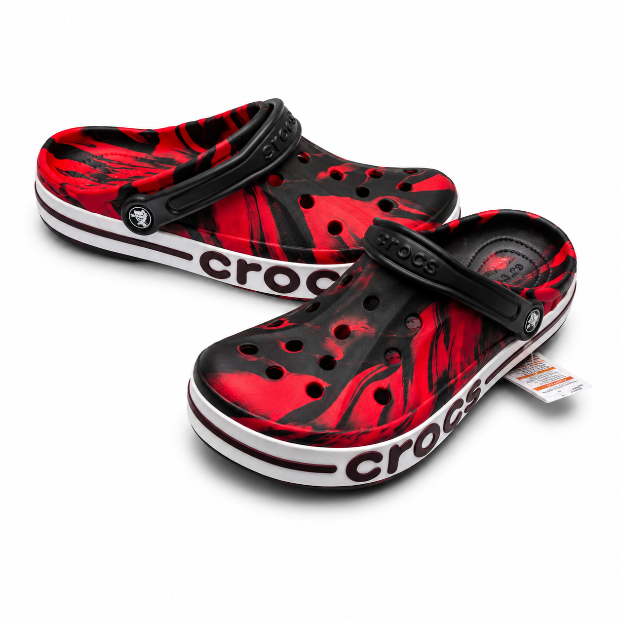 Bayaband Red & Black Marble Crocs Clogs