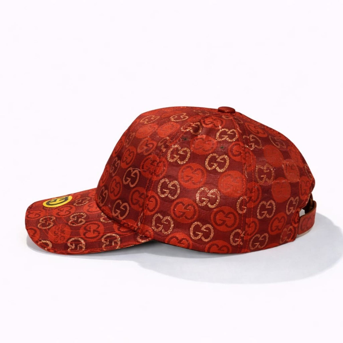 Gucci Velvet GG Logo Cap in red.