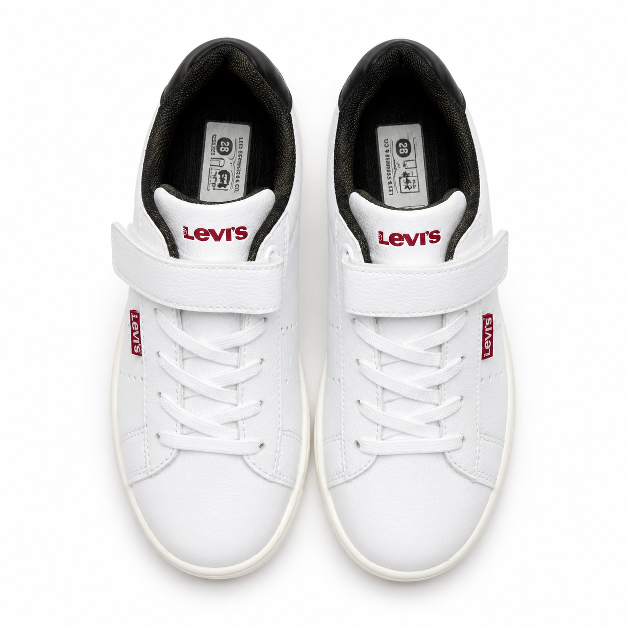 Levi’s Kids White Strap Sneakers – White/Black Sole