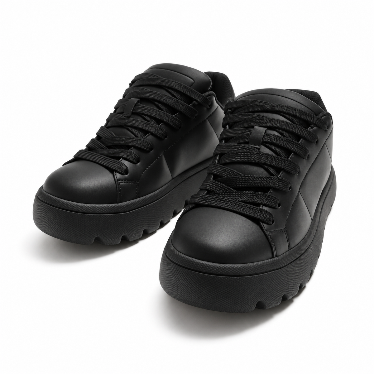 Zara Chunky Lace-Up Sneakers- Black