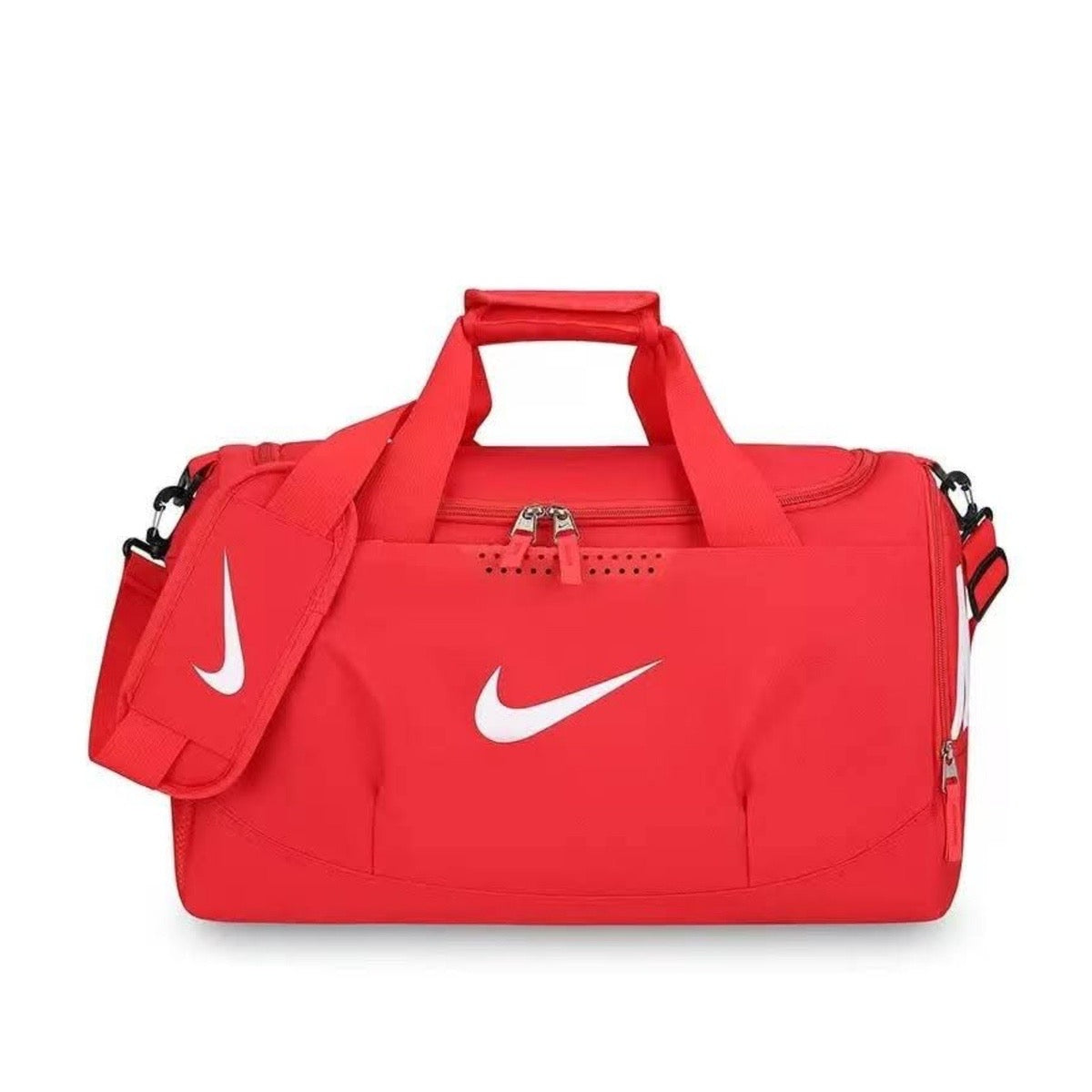 This is a red Nike Academy Team duffel bag