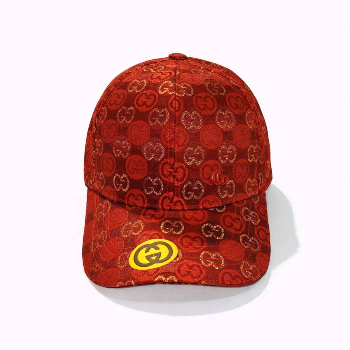 Gucci Velvet GG Logo Cap in red.