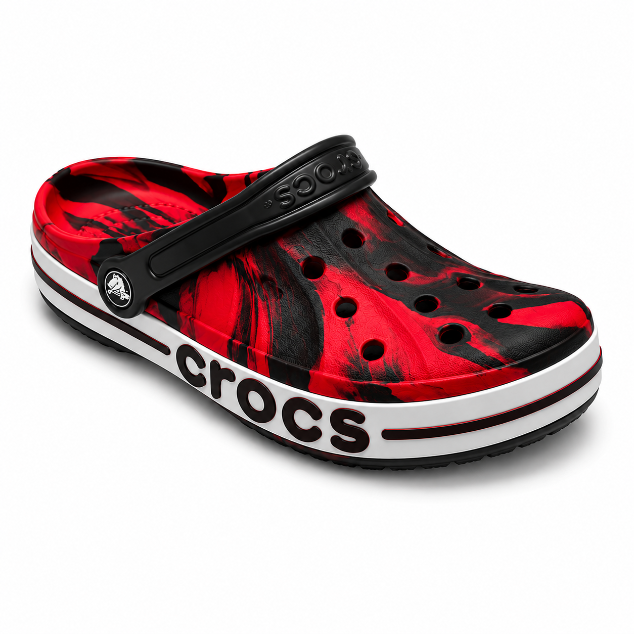 Bayaband Red & Black Marble Crocs Clogs
