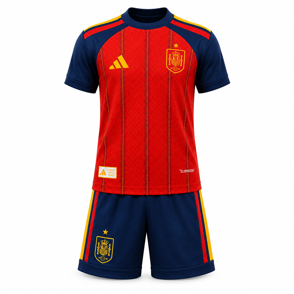 Kids Spain Home Kit 2026 – Premium Football Jersey & Shorts Set 🇪🇸👦⚽