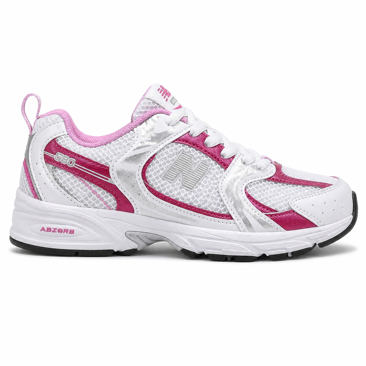 NEW BALANCE 530 IN WHITE WITH PINK SUGAR AND SILVER METALLIC