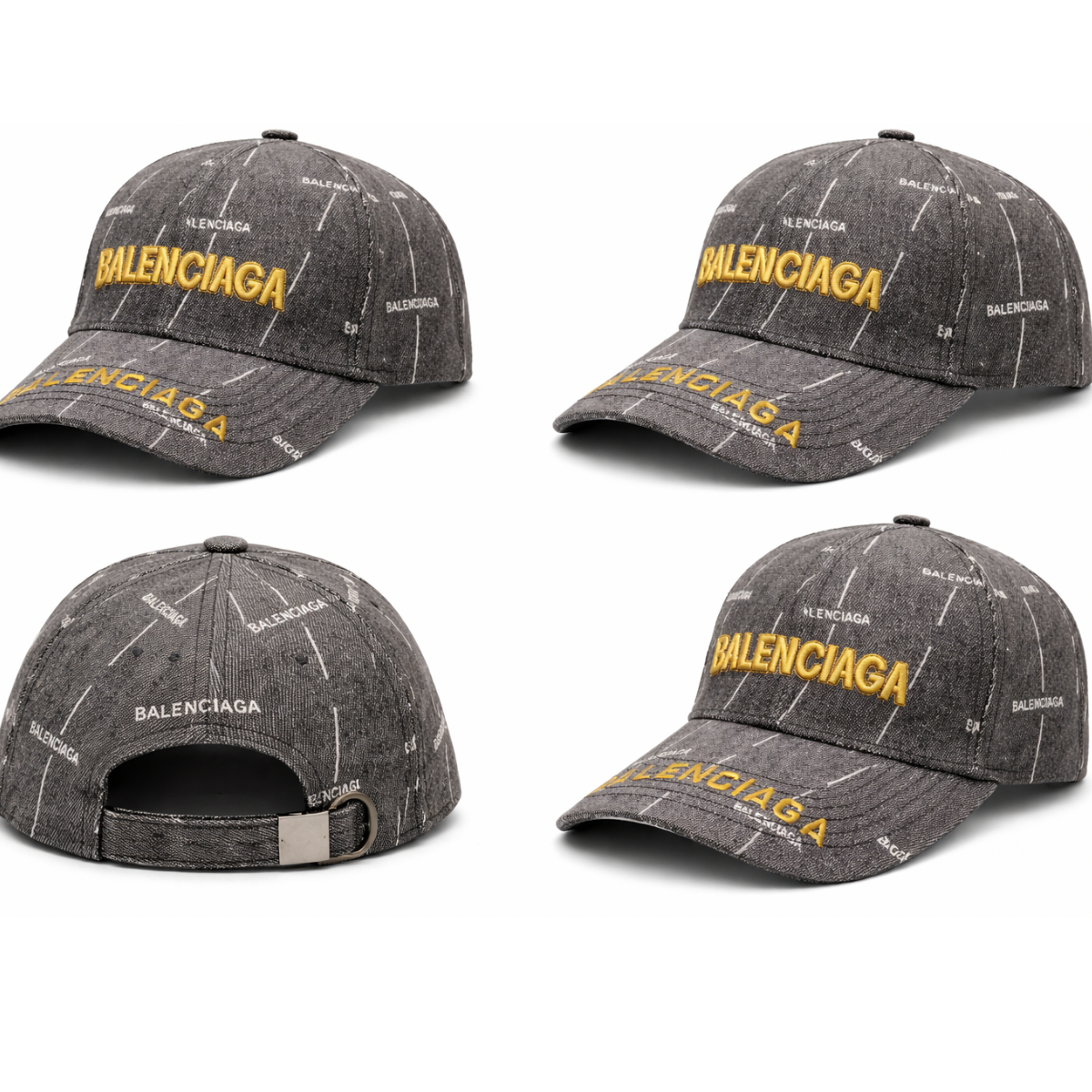 Gray cap with yellow 'Balenciaga'