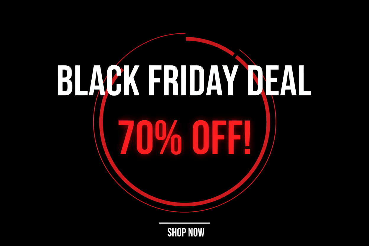 BLACK FRIDAY DEAL 70% OFF!  WITH SOLID BLACK BACKGROUND
