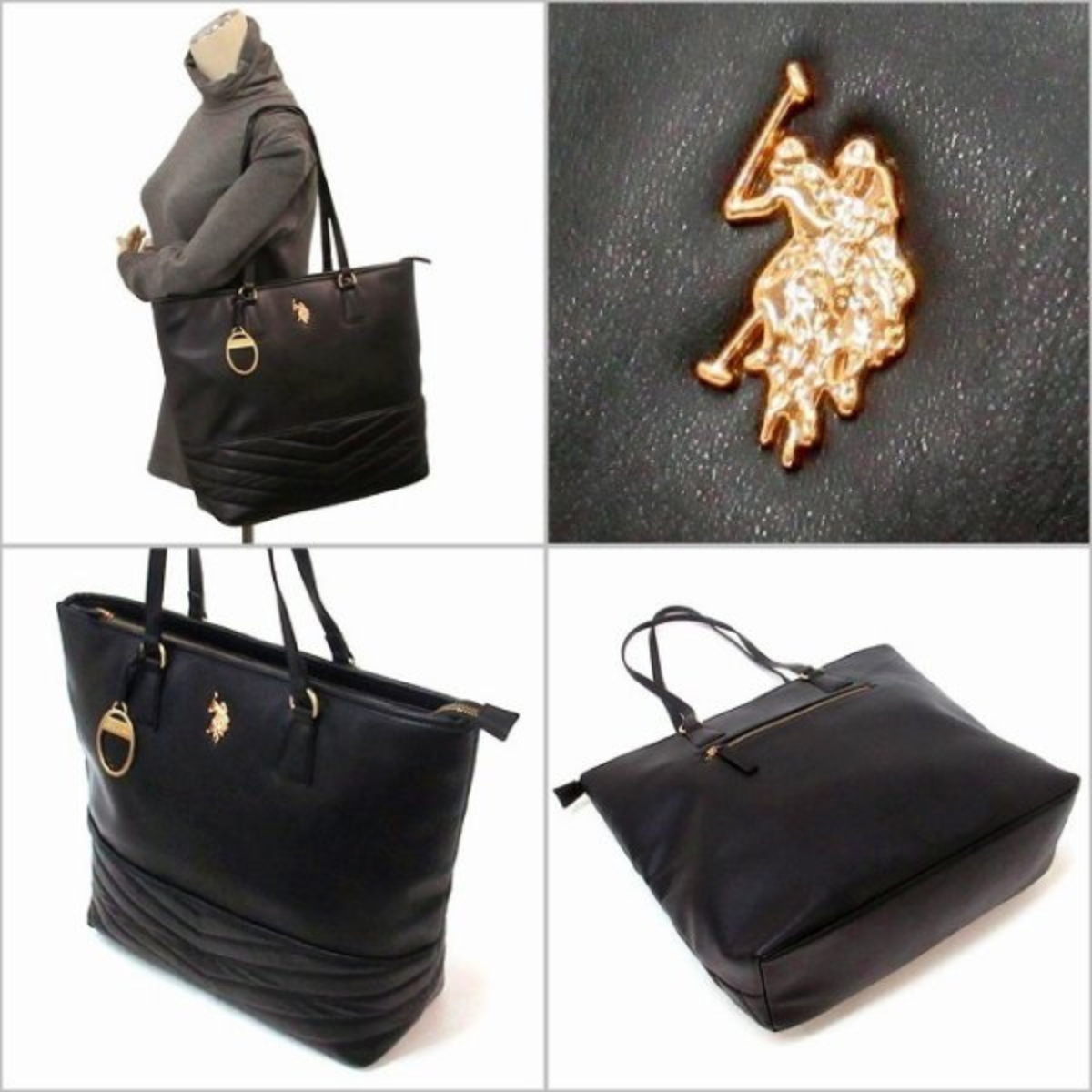 U.S. Polo Assn. quilted tote shopping bag