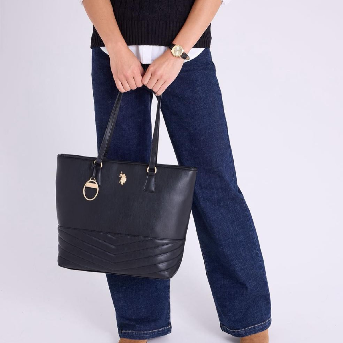 U.S. Polo Assn. quilted tote shopping bag