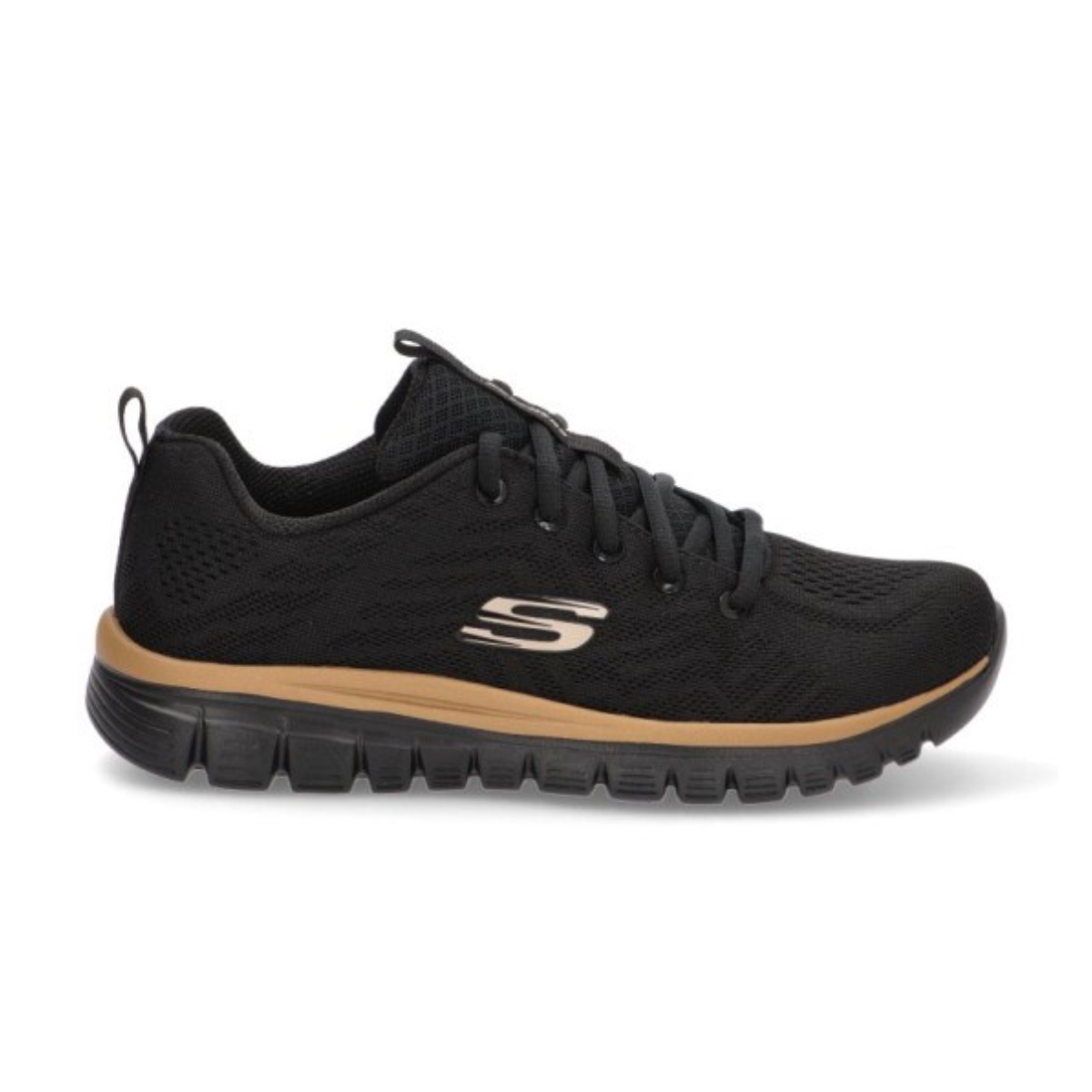 Skechers Women's Wide Fit Black/Rose Gold