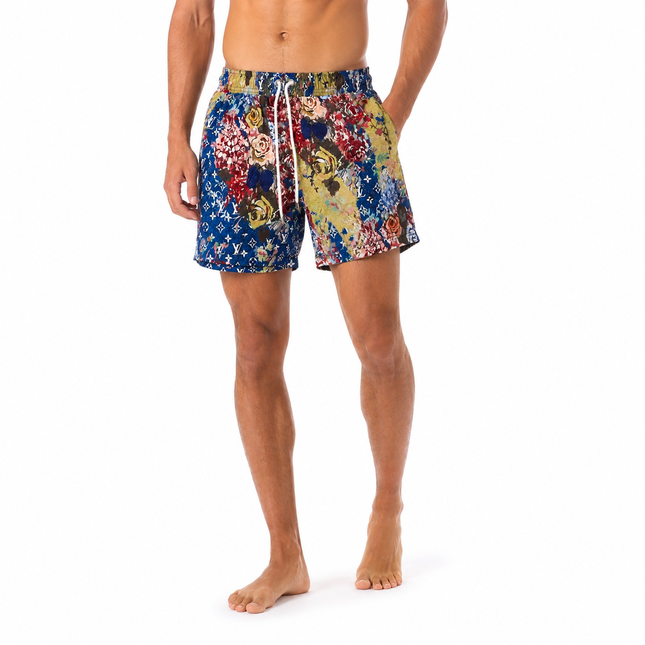 Louis Vuitton stencil-effect monogram swim shorts