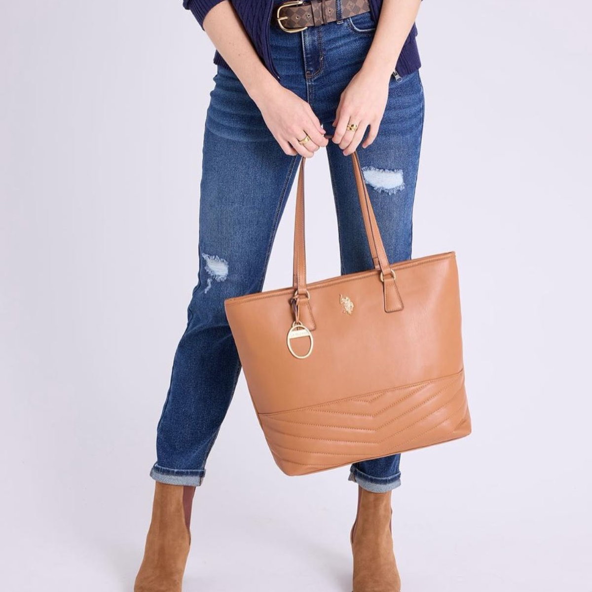 U.S. Polo Assn. quilted tote shopping bag
