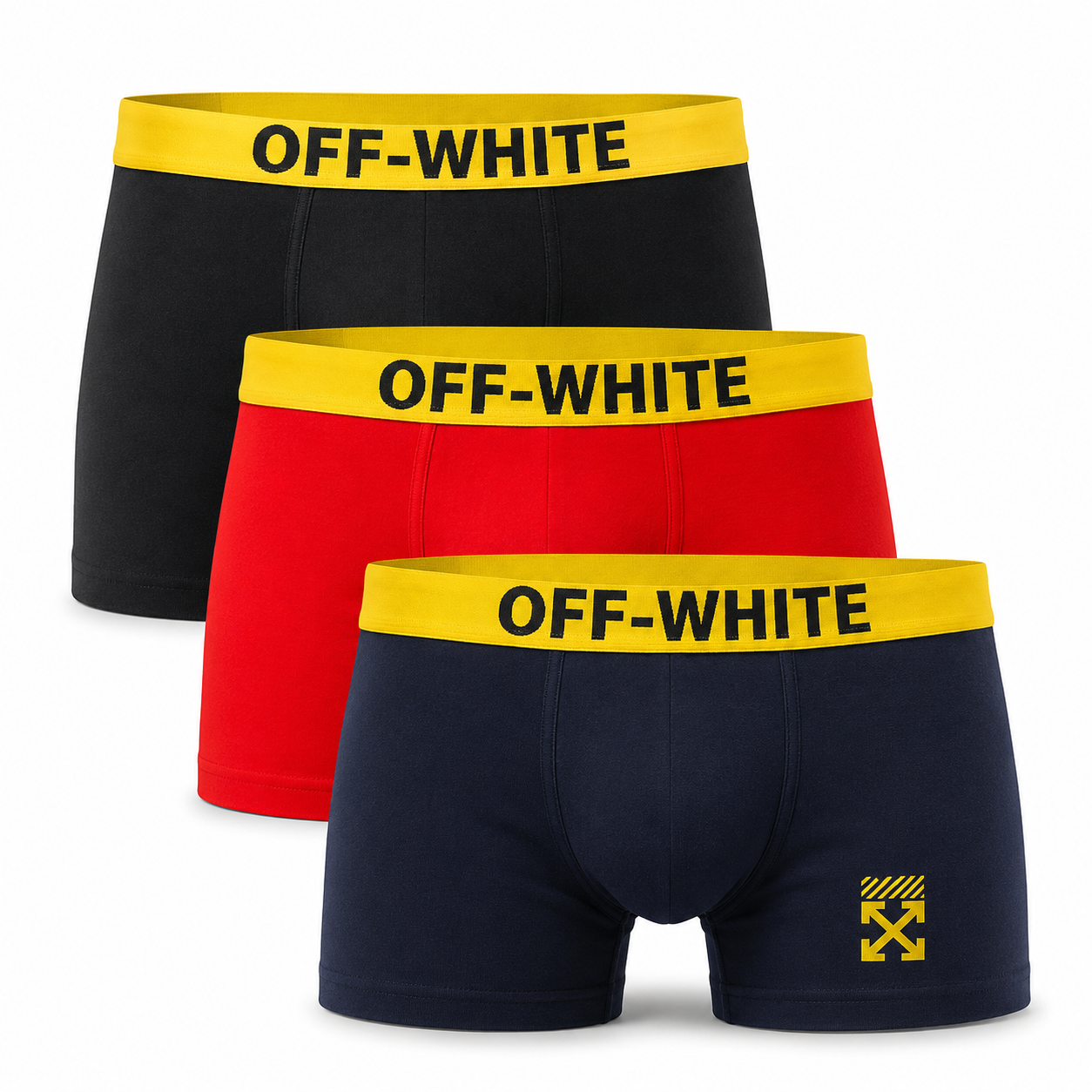 Off-White men's boxer briefs featuring a signature