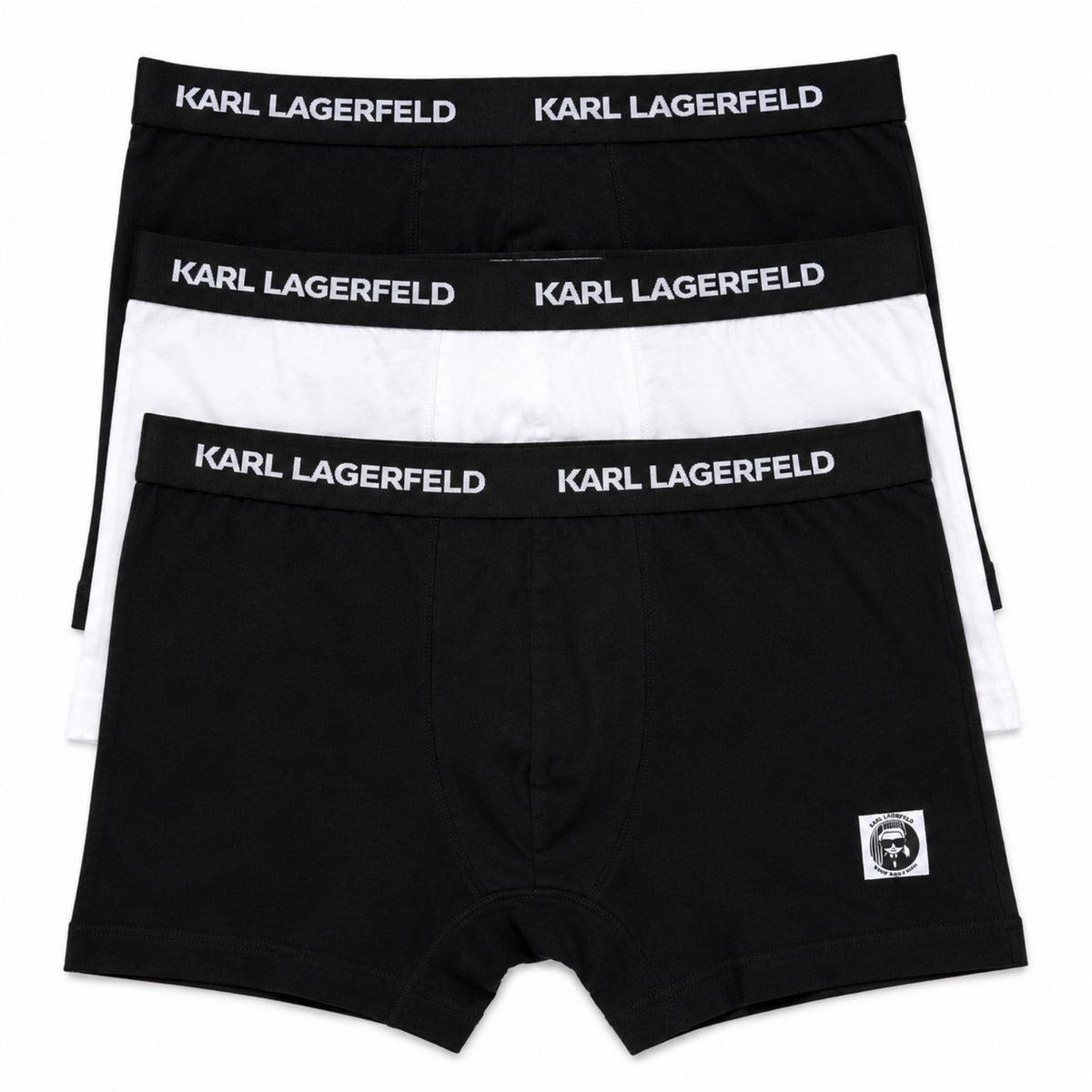 Karl Lagerfeld boxer brief set, featuring iconic logo waistbands